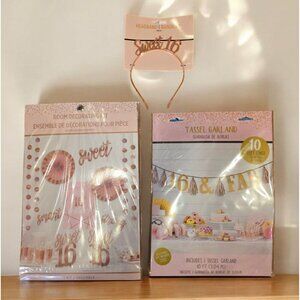 Sweet 16 Party Decorations Birthday Tassel Garland Headband Room Decorating Kit